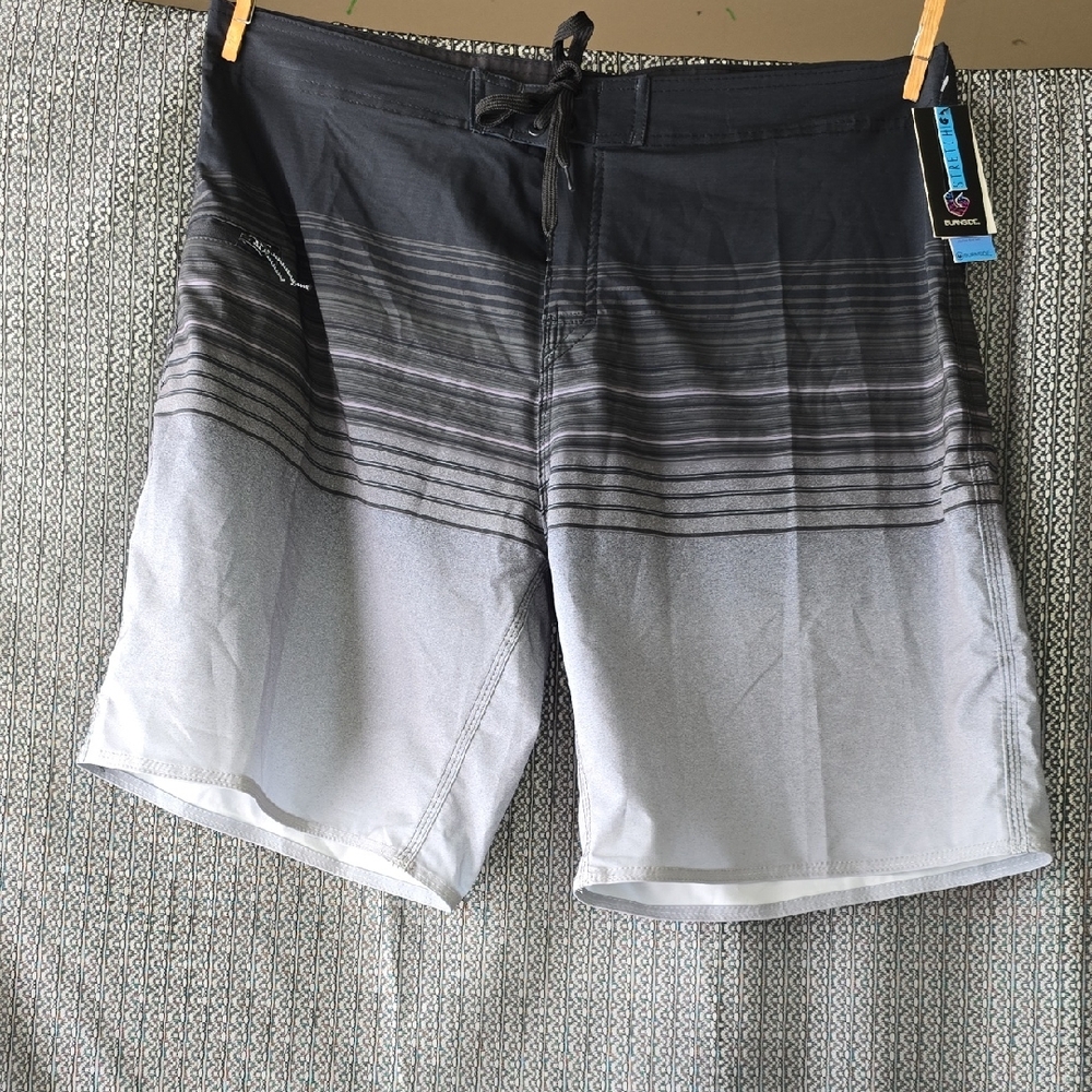Burnside Black and Gray Board Shorts Gradient Design